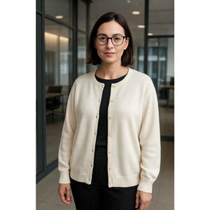 Women's Croft & Barrow Cream Cardigan Sweater XXL Button Down Round Neck Classic